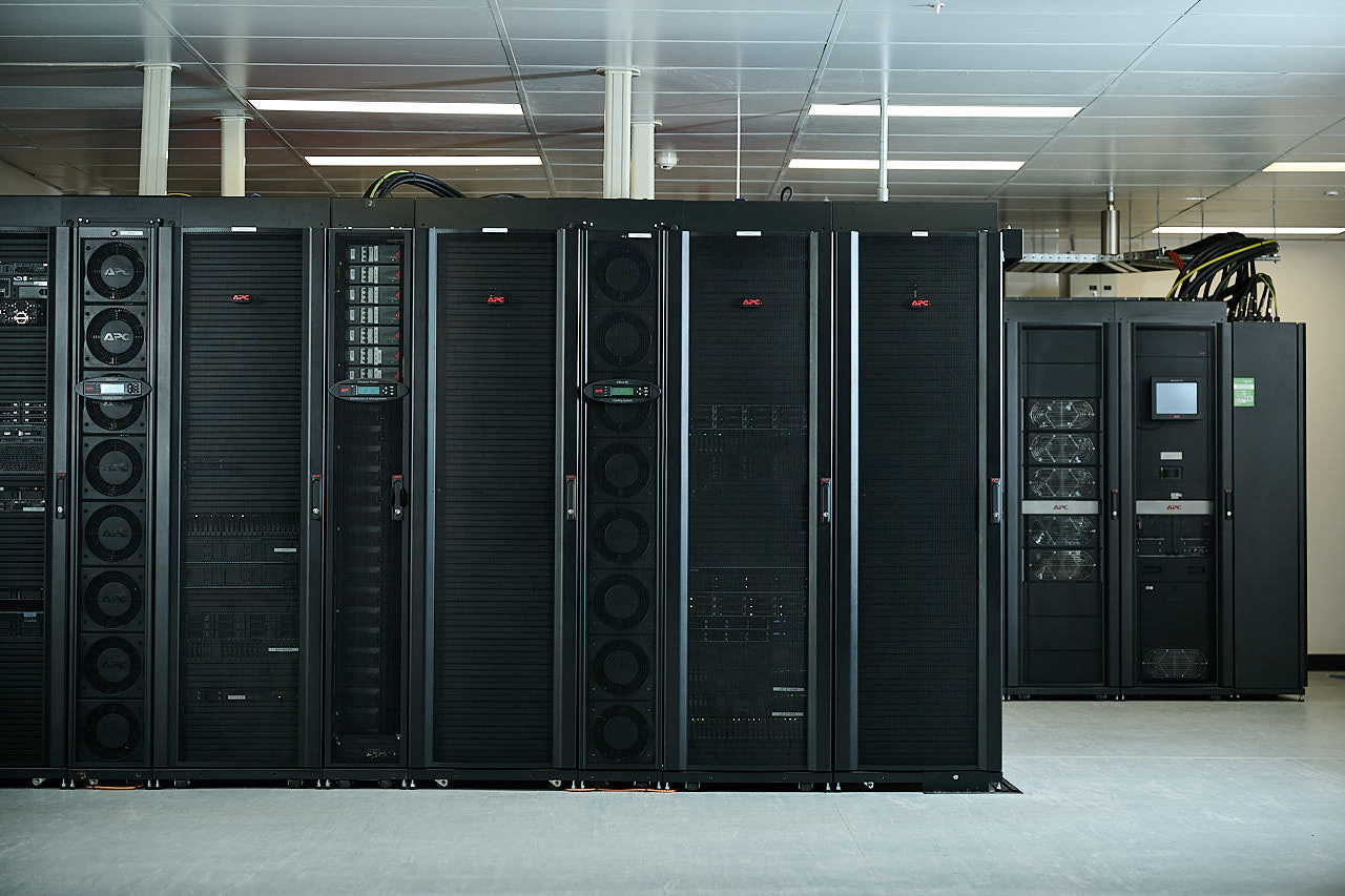 A row of servers lined up in a data center room in Perth, showcasing organised technology infrastructure.